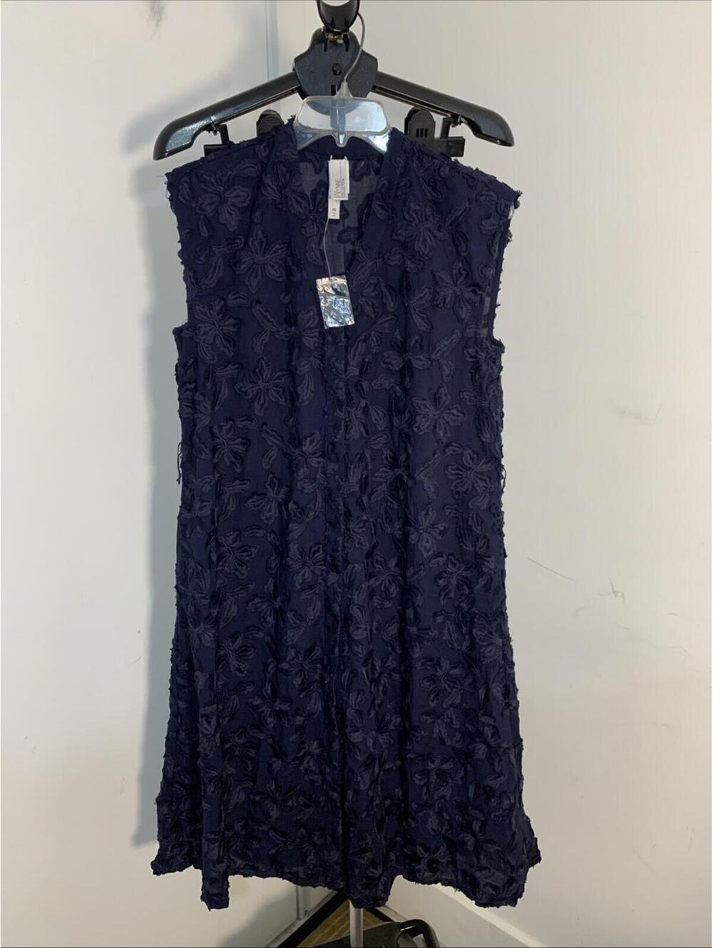 NWT Wynne‎ Collection Navy Floral Embroidered Button Down Dress Sleeveless XS